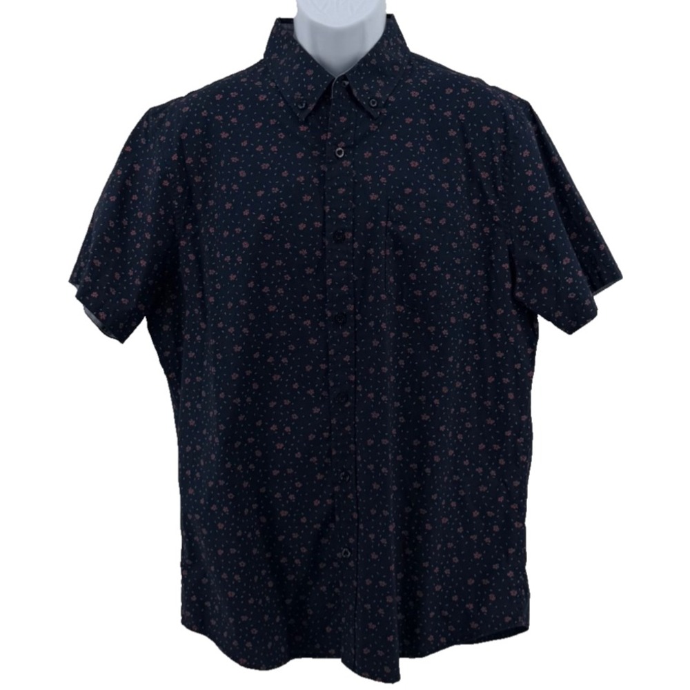 Lee Premium Select Stretch Floral Print Button Front Shirt Mens Large Short Slee